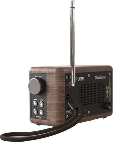 Pure Classic Mini kannettava digitaaliradio (musta/saksanpähkinä)
