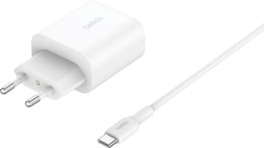 Belkin 3-in-1 Qi2 kokoontaitettava MagSafe laturi (valkoinen)