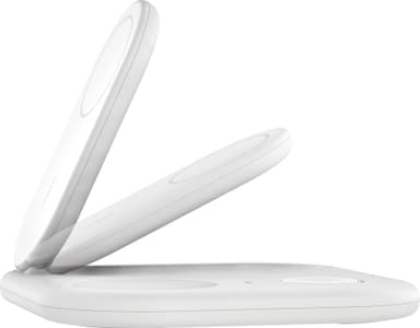 Belkin 3-in-1 Qi2 kokoontaitettava MagSafe laturi (valkoinen)