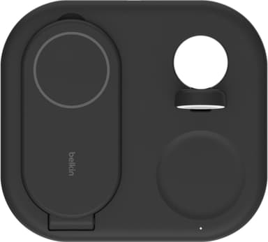 Belkin 3-in-1 Qi2 kokoontaitettava MagSafe laturi (musta)