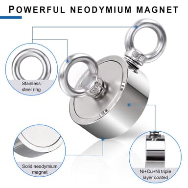 Neodyymimagneetti / kalastusmagneetti 65 kg tartuntavoima 10 metrin köysi