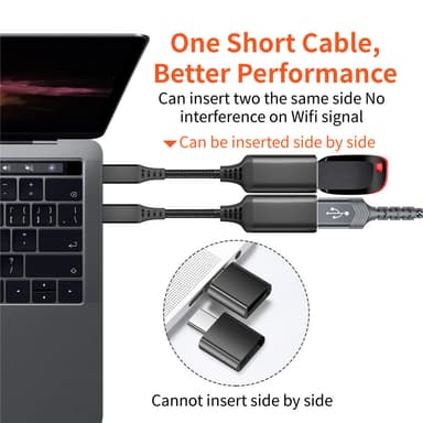USB-C uros-USB 3.0 naaras sovitin Musta 20 cm