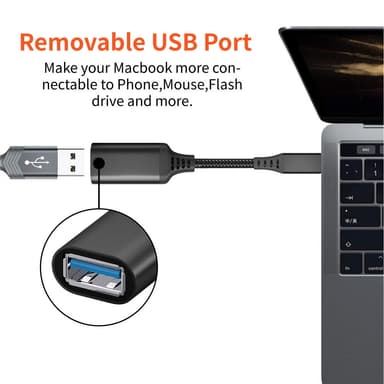 USB-C uros-USB 3.0 naaras sovitin Musta 20 cm