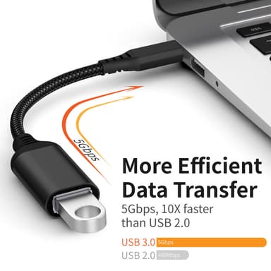 USB-C uros-USB 3.0 naaras sovitin Musta 20 cm