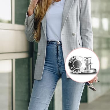 Irrotettavat farkkunapit 10 kpl Hopea Perfect Fit Button