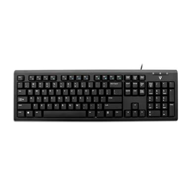 V7 KU200, Täysikokoinen (100 %), Langallinen, USB, Mekaaninen, QWERTY, Musta