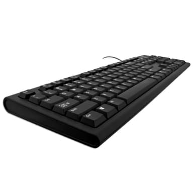 V7 KU200, Täysikokoinen (100 %), Langallinen, USB, Mekaaninen, QWERTY, Musta