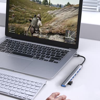 USB/USB-C-keskitin, jossa 1 USB3.0 + 6 USB2.0 Hopea