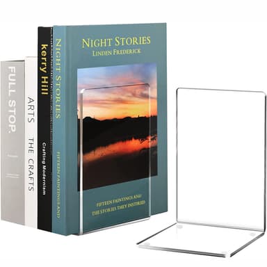Bookend Acrylic 4 kpl, läpinäkyvä, uudelleenkäytettävä kirjateline, kirjateline koulutoimiston kirjaston makuuhuoneen pöytään Läpinäkyvä