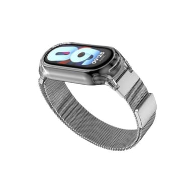 Magneettinen hihna Xiaomi Mi Bandille läpinäkyvällä kotelolla Hopea Xiaomi Mi Band 7