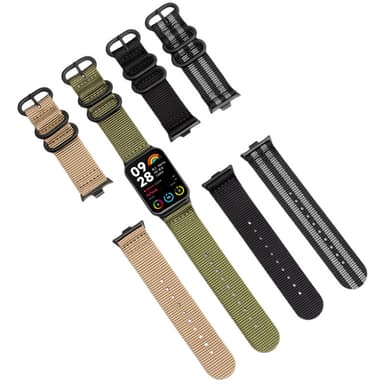 Xiaomi Mi Band 8 Pro Nylon kellon ranneke Musta + oranssi