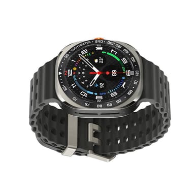Ruostumattomasta teräksestä valmistettu kehys Samsung Galaxy Watch Ultralle Musta + Valkoinen