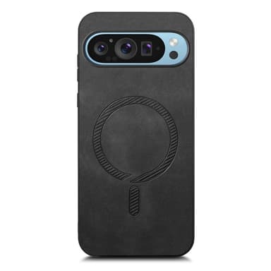 SKALO Google Pixel 9/9 Pro PU Nahka Hybrid Suojakuori - Musta