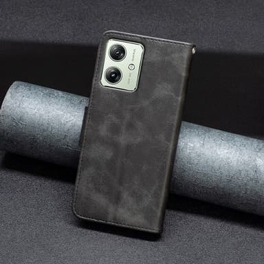 SKALO Motorola Moto G54 5G Lompakkokotelo PU-nahkaa - Musta