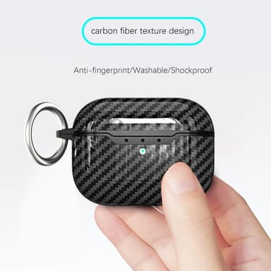 SKALO AirPods Pro 2 Carbon Fiber TPU-suojakuori avainrengas - Musta
