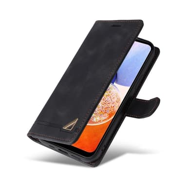 SKALO Samsung A14 4G/5G Lompakkokotelo PU-nahkaa - Musta