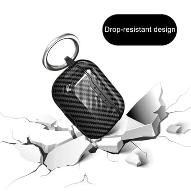 SKALO AirPods Pro 2 Carbon Fiber TPU-suojakuori avainrengas - Musta