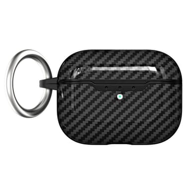 SKALO AirPods Pro 2 Carbon Fiber TPU-suojakuori avainrengas - Musta