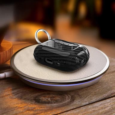 SKALO AirPods Pro 2 Carbon Fiber TPU-suojakuori avainrengas - Musta