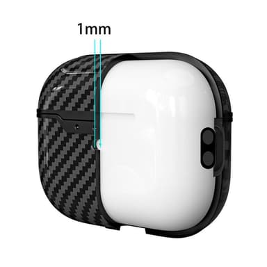 SKALO AirPods Pro 2 Carbon Fiber TPU-suojakuori avainrengas - Musta