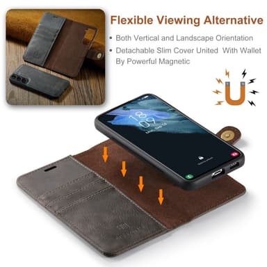 DG MING Samsung S24 2-in-1 magneetti lompakkokotelo - Harmaa