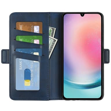 SKALO Samsung A25 5G Premium Wallet Lompakkokotelo - Sininen
