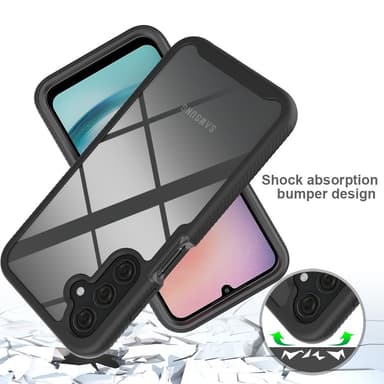 SKALO Samsung A25 5G Iskunkestävä Clear Hybridi Suojakuori - Musta