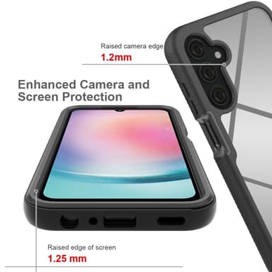 SKALO Samsung A25 5G Iskunkestävä Clear Hybridi Suojakuori - Musta