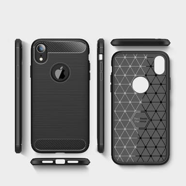 SKALO iPhone XR Armor Carbon Iskunkestävä TPU suojakuori - Musta