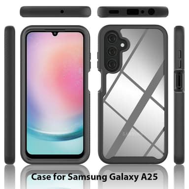 SKALO Samsung A25 5G Iskunkestävä Clear Hybridi Suojakuori - Musta