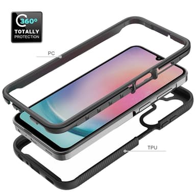 SKALO Samsung A25 5G Iskunkestävä Clear Hybridi Suojakuori - Musta