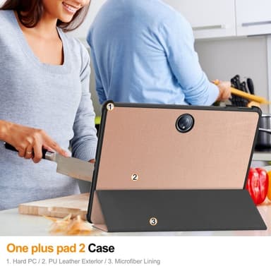 SKALO OnePlus Pad 2 Trifold Suojakotelo - Ruusukulta