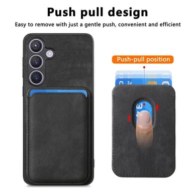 SKALO Samsung S24 PU-nahkakuori, jossa on irrotettava magneettinen lompakko - Musta
