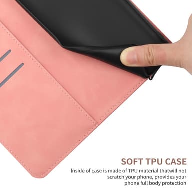SKALO Motorola Moto E14 4G Kohokuvioitu PU Nahka Lompakkokotelo - Pinkki