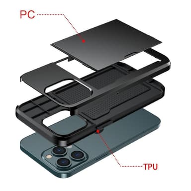 SKALO iPhone 13 Armor Suojakuori korttikotelo - Vihreä