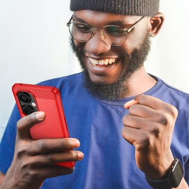SKALO OnePlus Nord CE 3 Lite 5G Armor Carbon Iskunkestävä TPU suojakuori - Punainen