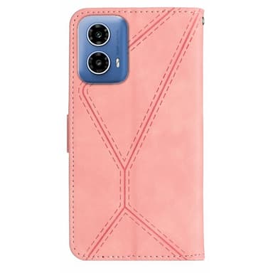 SKALO Motorola Moto E14 4G Kohokuvioitu PU Nahka Lompakkokotelo - Pinkki