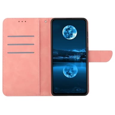 SKALO Motorola Moto E14 4G Kohokuvioitu PU Nahka Lompakkokotelo - Pinkki