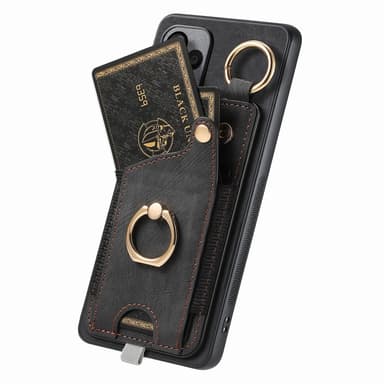 SKALO Xiaomi Redmi Note 13 Pro+ PU-nahkainen Korttikotelo - Musta