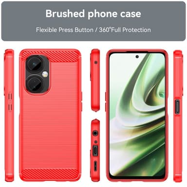 SKALO OnePlus Nord CE 3 Lite 5G Armor Carbon Iskunkestävä TPU suojakuori - Punainen