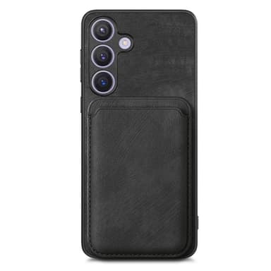 SKALO Samsung S24 PU-nahkakuori, jossa on irrotettava magneettinen lompakko - Musta