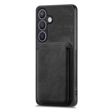 SKALO Samsung S24 PU-nahkakuori, jossa on irrotettava magneettinen lompakko - Musta