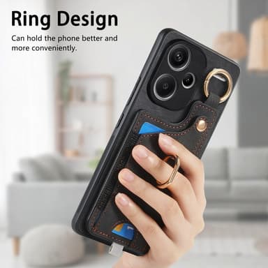 SKALO Xiaomi Redmi Note 13 Pro+ PU-nahkainen Korttikotelo - Musta