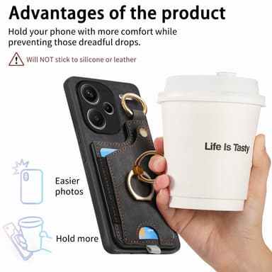 SKALO Xiaomi Redmi Note 13 Pro+ PU-nahkainen Korttikotelo - Musta
