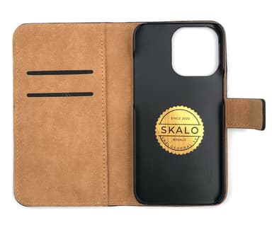 SKALO iPhone 13 Pro Lompakkokotelo Aitoa nahkaa - Musta