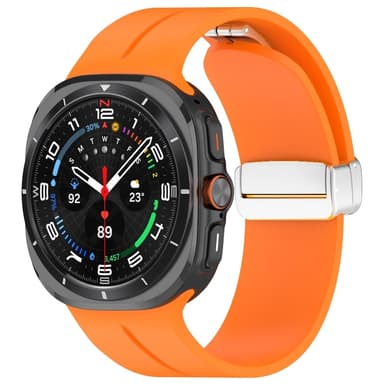 SKALO Silikoniranneke metallisolki Samsung Watch Ultra 47mm - Oranssi