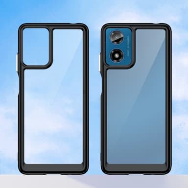 SKALO Motorola Moto E14 4G Iskunkestävä Clear Hybridi Suojakuori - Musta