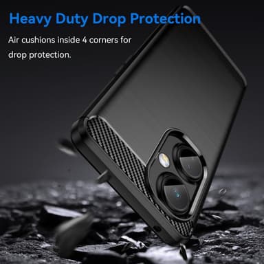 SKALO OnePlus Nord CE 3 Lite 5G Armor Carbon Iskunkestävä TPU suojakuori - Musta