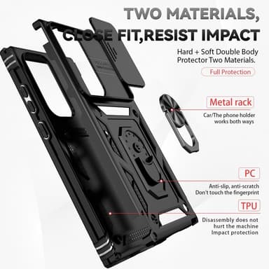 SKALO Samsung S23 Ultra Armor hybridi metallirengas kameran liukusäädin - Musta