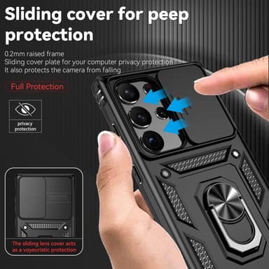 SKALO Samsung S23 Ultra Armor hybridi metallirengas kameran liukusäädin - Musta